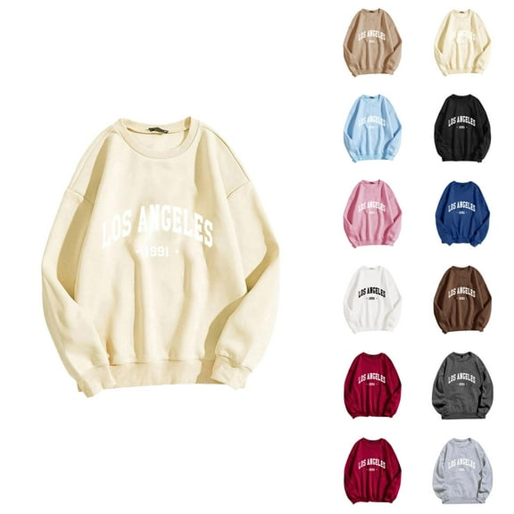 Fall Sweatshirts for Women 2025 Los Angeles Sweatshirt Casual Long Sleeve Crewneck Graphic Sweatshirt Pullover Tops