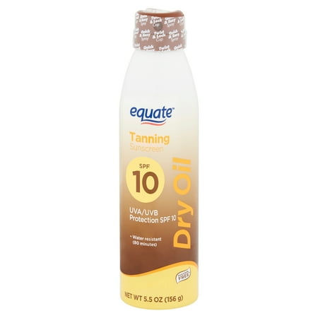 Equate UVA/UVB Protection Dry Oil Tanning Sunscreen, SPF 10, 5.5 Oz.