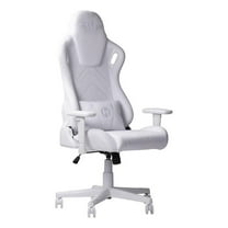 Pemberly Row Modern Sport Velvet Fabric Gaming Chair in White