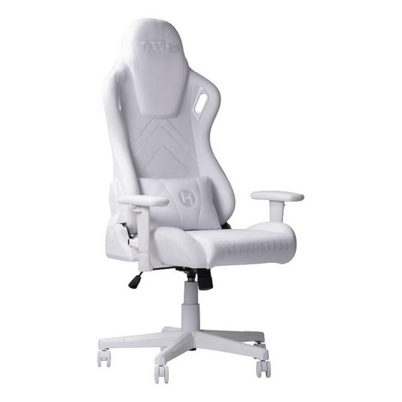 Pemberly Row Modern Sport Velvet Fabric Gaming Chair in White