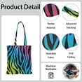 thumbnail image 3 of Colorful Zebra Canvas Tote Bag Rainbow Zebra Pattern Abstract Black and White Stripes Multicolor Modern Fashion Cute Cartoon Zebra Aesthetic Gradient Print Reusable Eco-Friendly Shopping Bag, 3 of 6