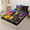 thumbnail image 2 of Homewish Colorful Splashing Ink Zipper Twin Comforter Sets with Fitted Sheet and 2 Pillowcases,Boys Ball Games Zipper Bedding Set For Kids,Black Reversible,4-Piece, 2 of 7