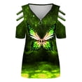 thumbnail image 4 of Elegante blusa estampada con cuello en V para mujer, camiseta suelta de manga corta con cremallera OAVQHLG3B Store  lin121212, 4 of 4