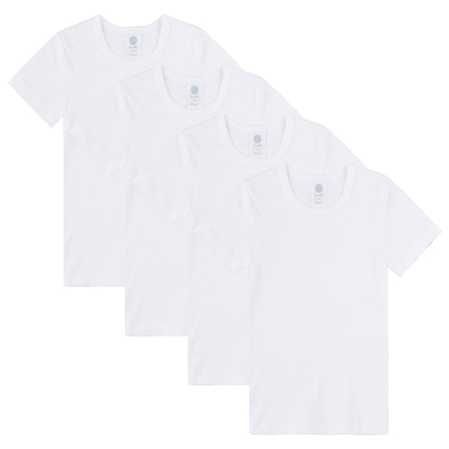 Sanetta Paquete de 2 T-Shirts para Niños - Camiseta interior, Básica, Algodón orgánico Blanco 140