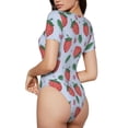 thumbnail image 3 of The Xecao Strawberries Women's Crew Neck Body Suit, a short-sleeved bodysuit and basic swimsuit, both comfort and style for dating and daily life, 3 of 9