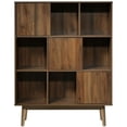 thumbnail image 3 of Pemberly Row Mid-century 3 Tier Wooden Cubby Bookcase in Walnut, 3 of 7