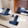 thumbnail image 4 of Navy Blue Black Grey Bath Mat 3 Piece Bathroom Rug Set, Modern Irregular Geometric Abstract Non Slip Bath Rug Contour Mat and Toilet Lid Cover, Absorbent Shower Mats Soft Bath Rugs and Mats Sets, 4 of 8