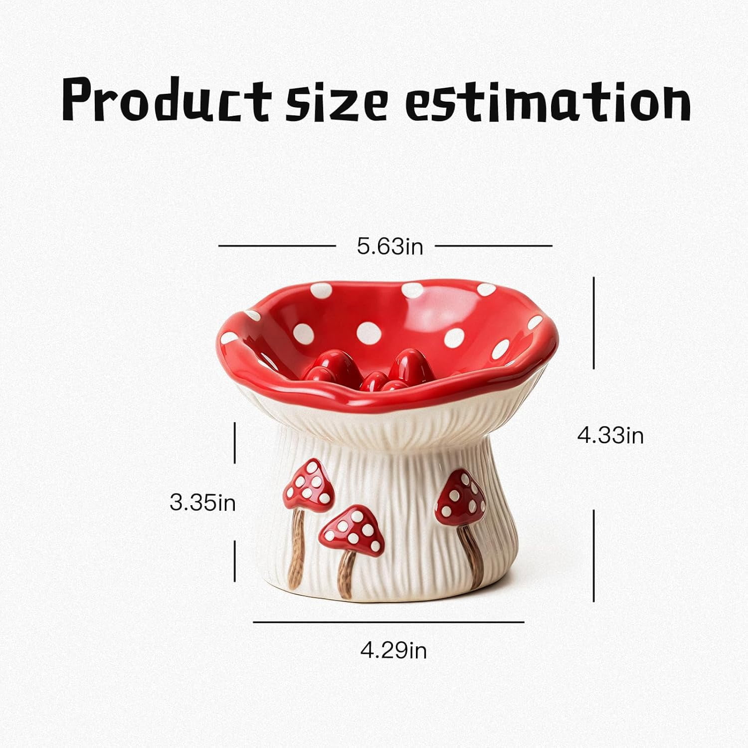 Cat Slow Feeder Bowl, Ceramic Slow Feeder Cat Bowls, Cute Mushroom Elevated Cats Bowl, Anti-Fatigue & Anti-Vomiting