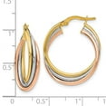 thumbnail image 2 of 14k Tri-Color Hinged hoop Gold Polished and Textured Twisted Hoop Earrings 22x16.5mm Wide 3mm Thick Hoop Earring for Wom, 2 of 2