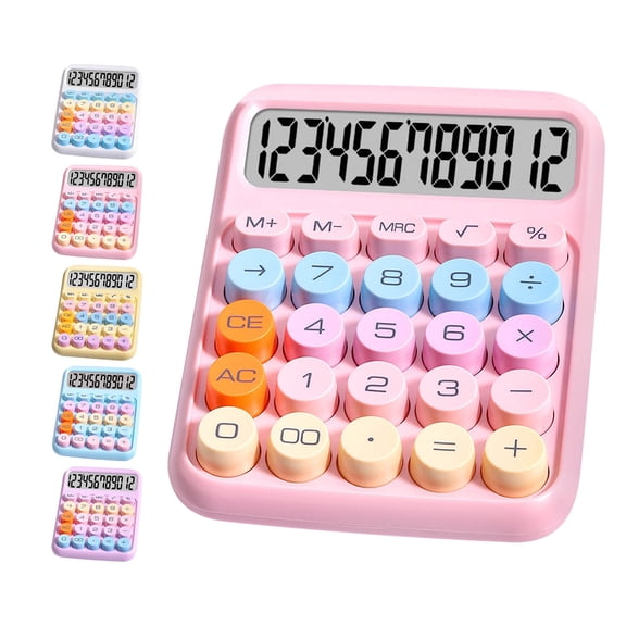 Mechanical Switch Calculator, 12 Digits, Large LCD Display, Colorful Calculator Big Buttons