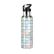 Yayeee 33oz Double Wall Stainless Steel Water Bottle with Flip Straw, Small Pastel Pattern