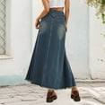 thumbnail image 5 of Fgnfyis Women's Stylish A-line Skirt with Pockets Everyday Leisure Wear Versatile Casual Midi Spring and Summer Washed Denim Skirt Hem Blue XL, 5 of 9