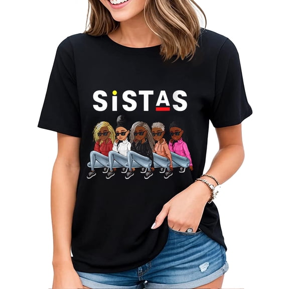 Womens Proud Black Sistas Queen Shirt Melanin Afro African T-Shirt Black Medium