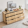 thumbnail image 3 of YOCWO Unique Fluted 9 Drawer Dresser, Mid Century Double Storage Dresser Chest of Drawer for Bedroom, Natural, 3 of 7