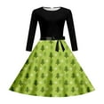 thumbnail image 4 of FAOWME Big Kids Girls Dress Long Sleeve Round Neck Christmas Tree Print Lace Up Back Elastic Zipper Stylish Comfortable Dresses For Party Green 5-6 Years, 4 of 4