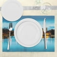 thumbnail image 3 of Ambesonne Urban Place Mats Set of 4, Ferril Lake at Morning, Standard Size, Sky Blue Yellow Orange, 3 of 6