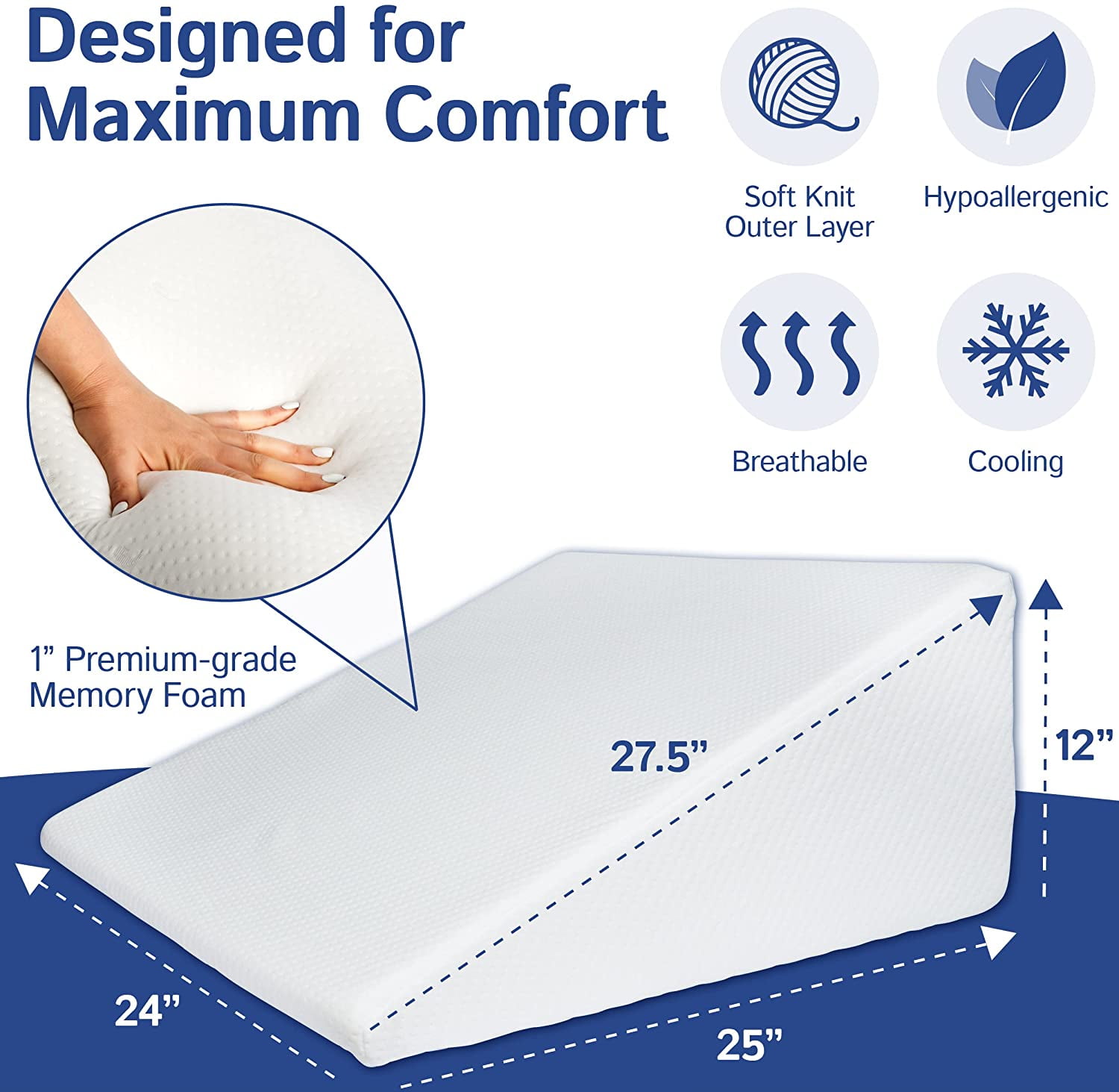 Buy Ebung Bed Wedge Pillow with Memory Foam Top Ideal for Comfortable
