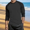thumbnail image 2 of Lenpel Men's 3/4 Sleeve Shirts Crew Neck Color Block Big and Tall Shirts Comfortable Basic T-Shirts Loose Casual Tees, 2 of 5