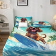 Surf Dog Sheets Queen Size, Surfing Puppy Bed Sheets & Pillowcases 4