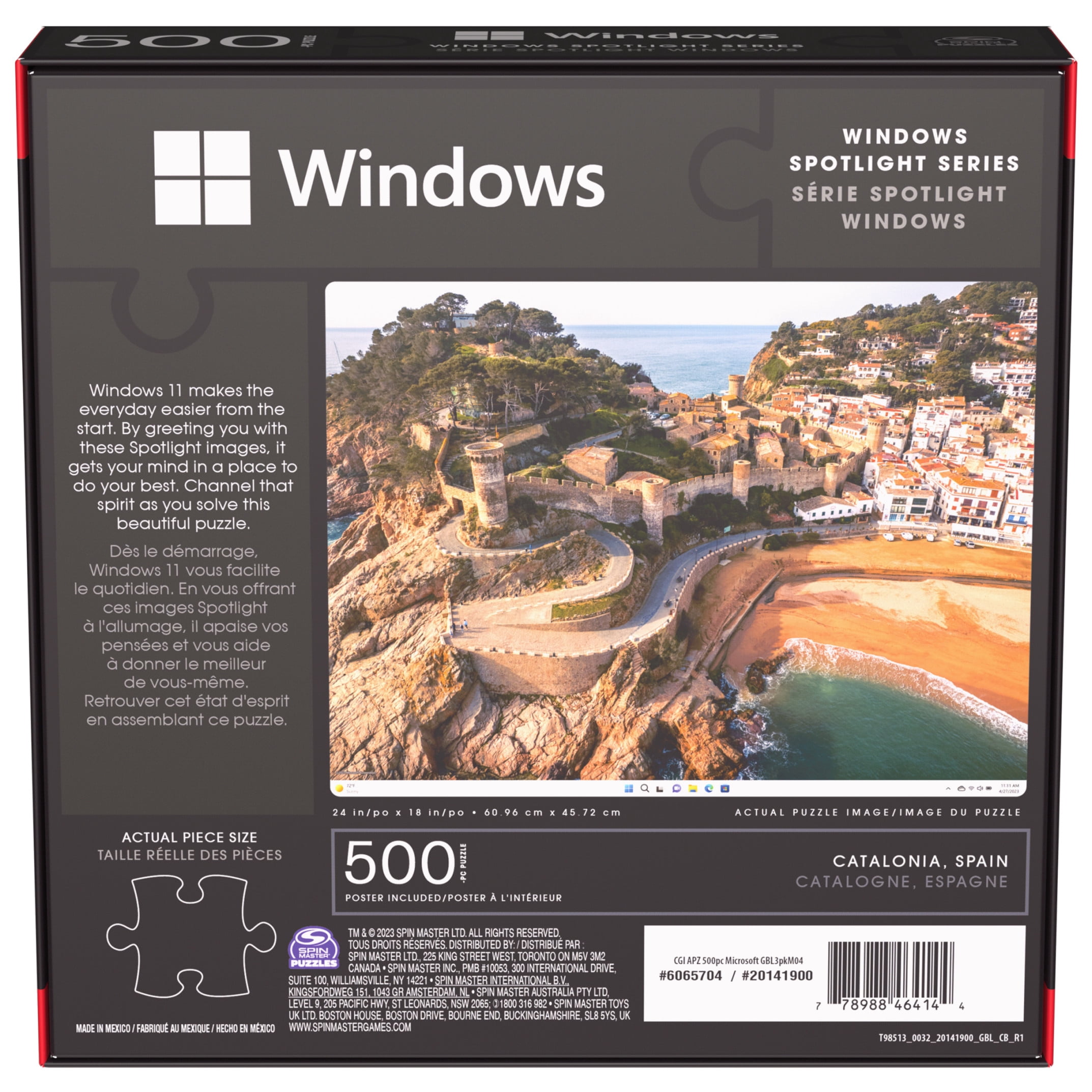 Spin Master Puzzles, Microsoft Windows Spotlight Series 500-Piece Puzzle Catalonia Spain with Poster Jigsaw Puzzle, for Adults and Kids Ages 8 and up