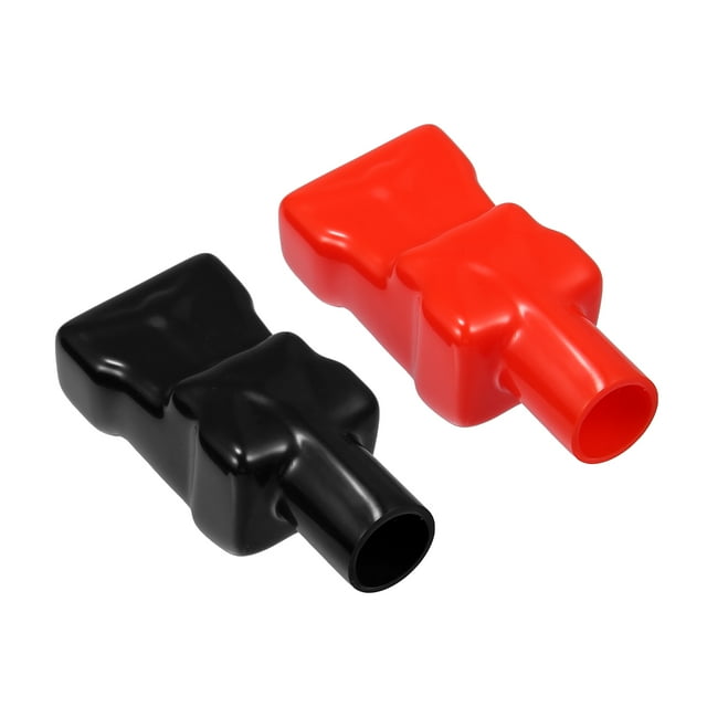 Unique Bargains Pair Battery Terminal Insulation Covers 18mm 0.71' Car Battery Post Cap Universal for Car PVC Red Black