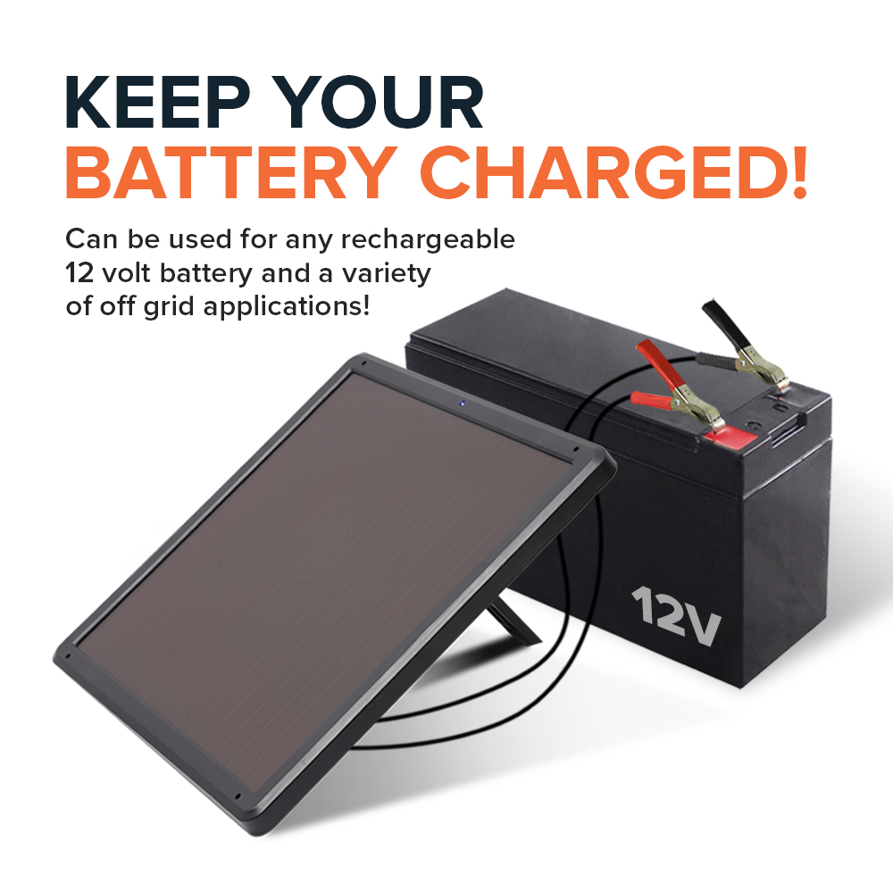 SOLVAO 7.5W Solar Battery Charger & Maintainer - Solar Panel for 12 Volt Batteries for Cars, Automotive & Other Vehicles