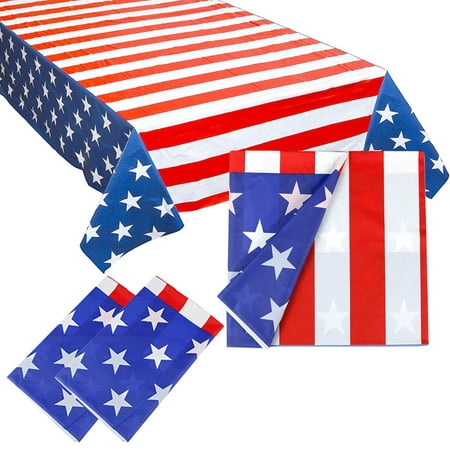 

2 Pack American Flag Table Covers 4Th Of July Tablecloth Plastic Stars And Stripes Patriotic Table Cover For Patriotic Party Supplies Independence Day Decoration Party 54 X 108 Inch