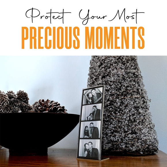 Photo Booth Nook | 2x6 Slanted Photo Booth Frames (200 Count) | Crystal Clear Acrylic Photo Booth Picture Frame with White Inserts | Bulk