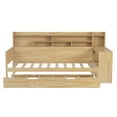 thumbnail image 5 of Twin Size Daybed with Trundle, Desk and Storage Headboard, Pinewood U-Shaped Captain Corner Bed Frame for Bedroom, No Box Spring Needed, Easy Assembly, Natural, 5 of 9