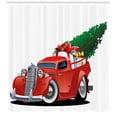 thumbnail image 3 of Ambesonne Christmas Shower Curtain, Red American Truck, 69"Wx84"L, Green White, 3 of 3