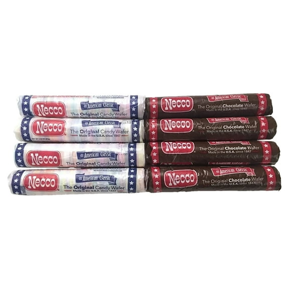 Necco Candy Wafers Variety Bundle, Original and Chocolate Flavors Rolls, 8 Count