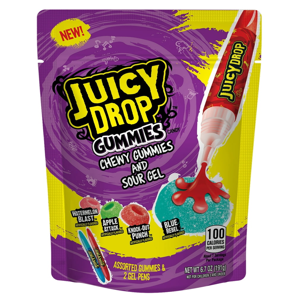 Juicy Drop Gummies Sweet Gummy Candy And Sour Gel Applicators 6 7 Oz