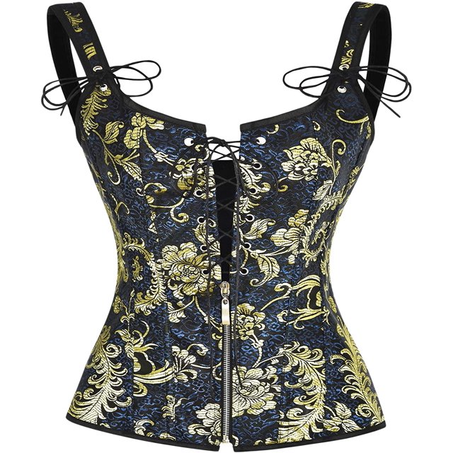 Womens PVC Renaissance Lace up Boned Bustier Jarretière Sangles