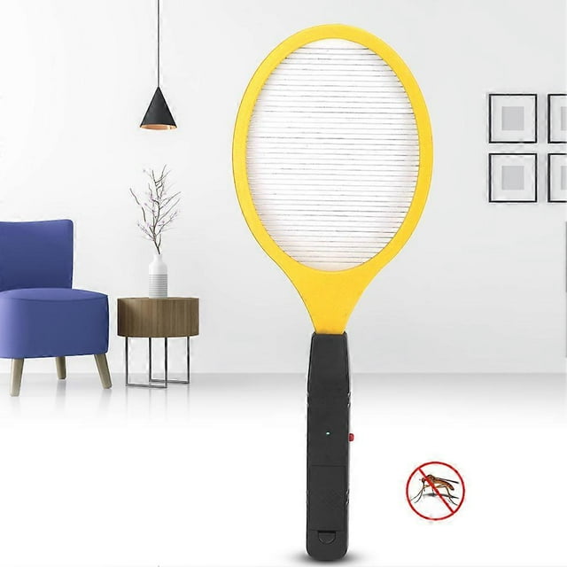 Cordless Battery Power Electric Fly Mosquito Swatter Bug Zapper Racket Insects Killer (yellow)