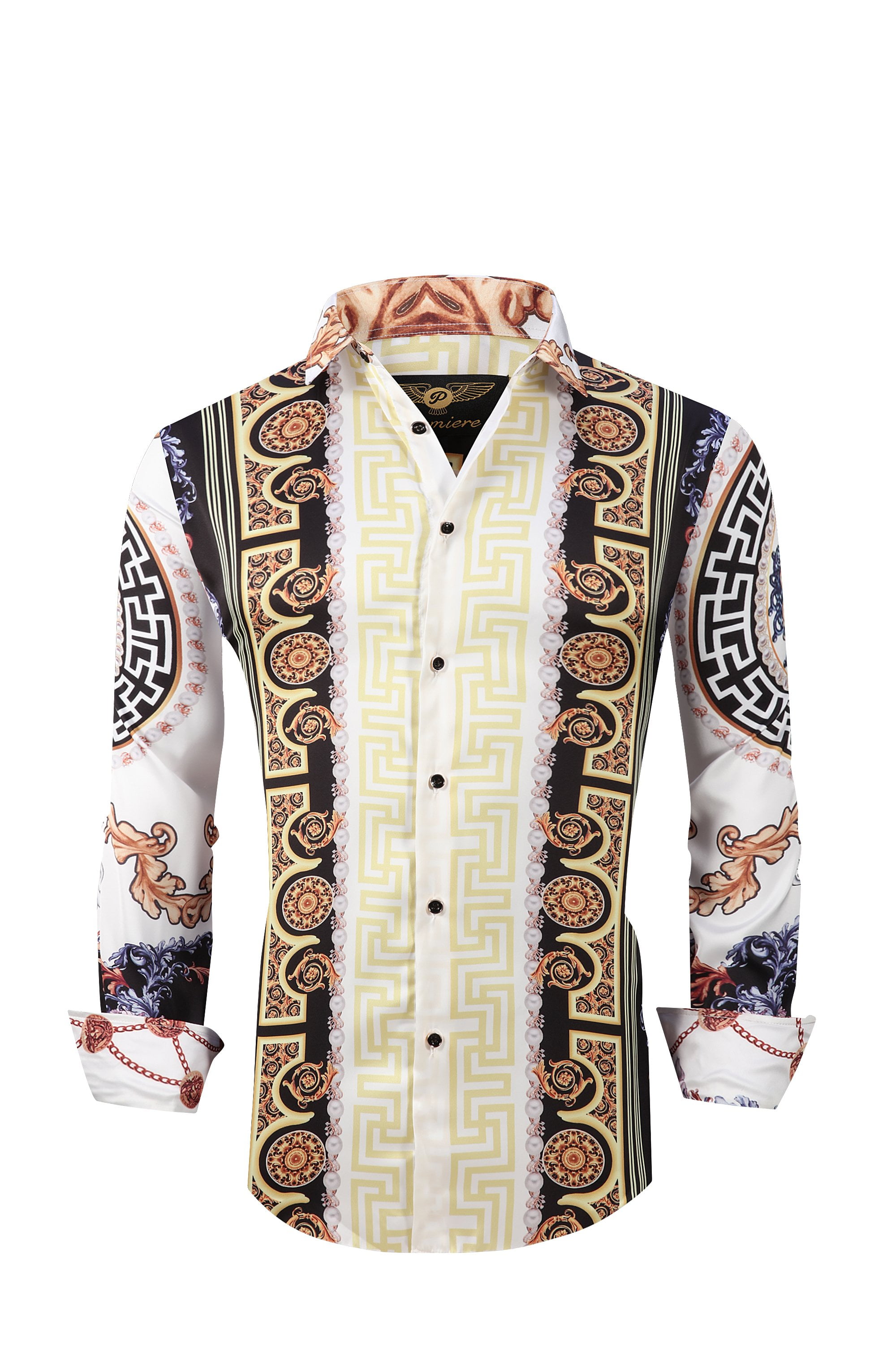 white and gold dress shirt mens