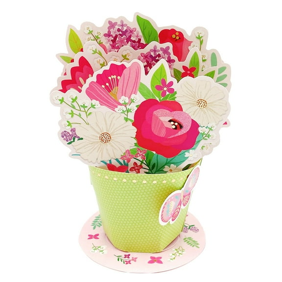 Wonder Mothers Day Pop Up Card for Mom (grass green Flower Bouquet)