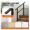 thumbnail image 5 of Outdoor Handrails for Steps, 2-3 Step Stair Rail Kit, Black Metal Handrail, Carbon Steel Safety Rail for Seniors, Deck & Concrete Stairs, Easy Install, 5 of 7