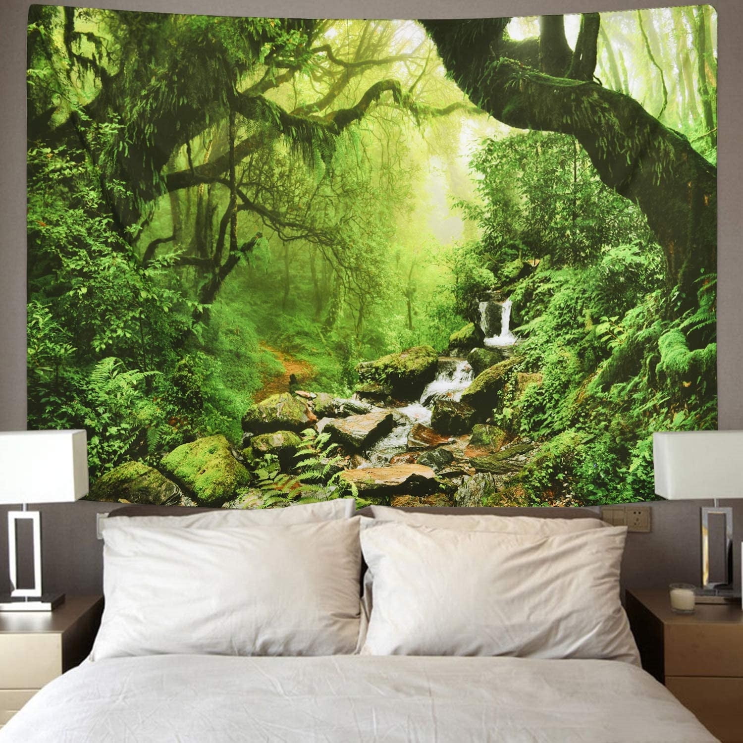 1PC Wall tapestry wall hanging green forest pattern wall decoration for bedroom living room office 150 x 200cm