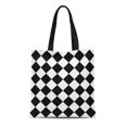 thumbnail image 1 of POGLIP Canvas Tote Bag White Monochrome Checkered Pattern Black Shape Retro Geometric Damask Durable Reusable Shopping Shoulder Grocery Bag, 1 of 1
