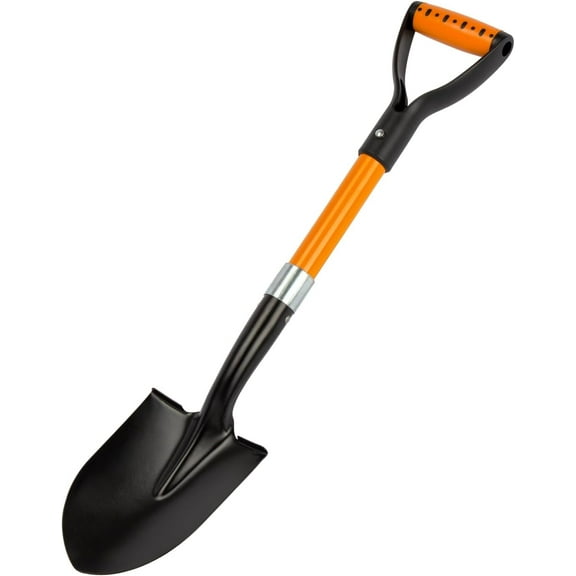 28-inch Small Round Shovel With D-Handle - Kids Metal Beach and Camp Shovel, Garden Tool With Fiberglass Handle