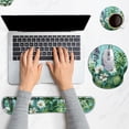 thumbnail image 2 of shiyou-Keyboard Wrist Rest, Ergonomic Mouse Pad Wrist Support, Memory Foam Wrist Rest, Anti-Slip Base, Mousepad with Coaster for Computer Keyboard Office Home, Green Plant Flowers, 2 of 4