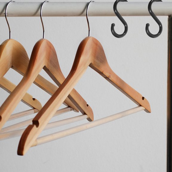 SEWCHICS 50Pcs Reusable Black S Hooks for Space Saving Clothes Coat and Hat Organizer