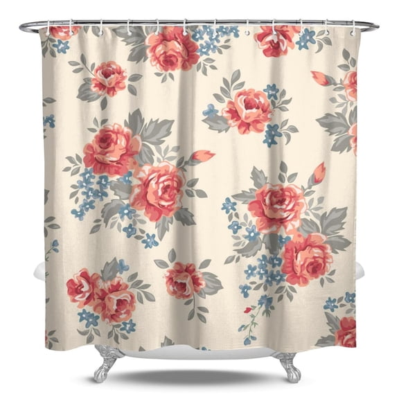 Waterproof Pioneer Shower Curtain 84x72 Inch Polyester Unique Colorful Floral Shower Curtain for Bathroom Hotel Home Decor with 12 Plastic Hooks