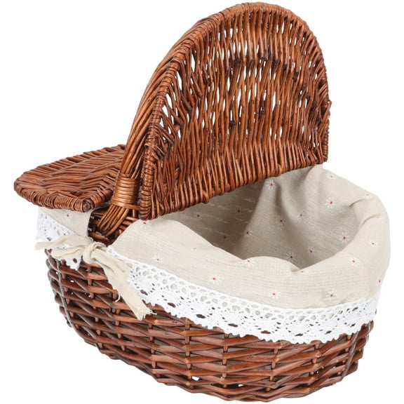Milisten Picnic Basket Synthetic Material Brown 1Pack 13.8X11.8X9.8In