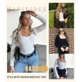 thumbnail image 5 of MANIFIQUE Women's Henley Shirt Square Neck Button Down Ribbed Tank Top Long Sleeve Bodysuits, 5 of 6