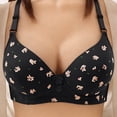 thumbnail image 2 of VONCOS Wirefree Bra for Women Black T-Shirt Bra Everyday Comfort Seamless Plus Size Floral Print Light Support Wireless Sizes L-3XL,Size L, 2 of 8