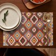 thumbnail image 4 of Colorful Geometric Triangle Diamond Pattern Summer Placemats Table Placemats Set Of 6-Linen Kitchen Washable Placemats Table Mats 11.8"x17.7" Non-Slip Heat Resistant, 4 of 5