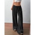 thumbnail image 5 of Wide Leg Pants for Women Flowy Palazzo Drawstring Elastic Waist Trousers Beach Vacation Clothes Black XL, 5 of 9
