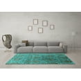 thumbnail image 3 of Ahgly Company Indoor Square Oriental Turquoise Blue Industrial Area Rugs, 5' Square, 3 of 4