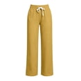 thumbnail image 6 of Sweatpants Women High Waisted Cotton Linen Drawstring Elastic Waist Trousers with Pockets Comfortable for Home Wear, 6 of 6